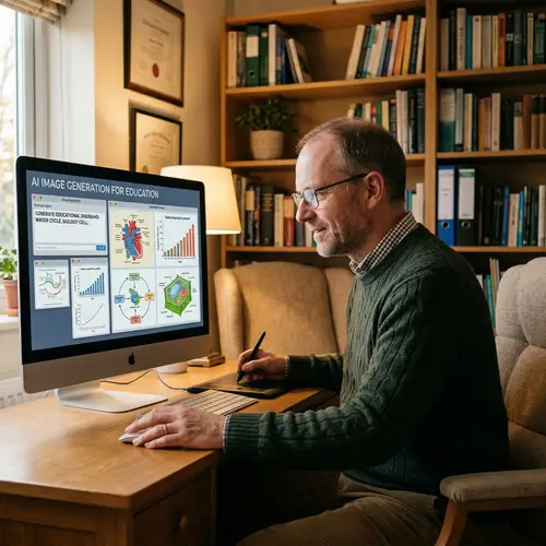 Male Teacher Using AI to Generate Educational Images