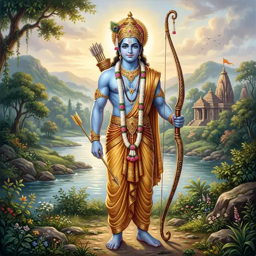 Sri Rama: Traditional Hindu Deity with Bow & Arrow | Spiritual Representation