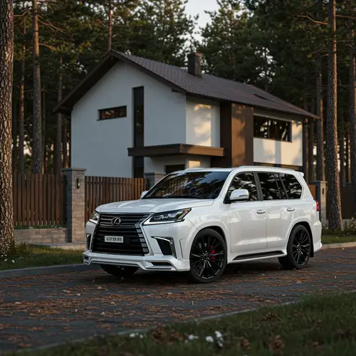 Stunning White Lexus LX 570 Next to Modern Home