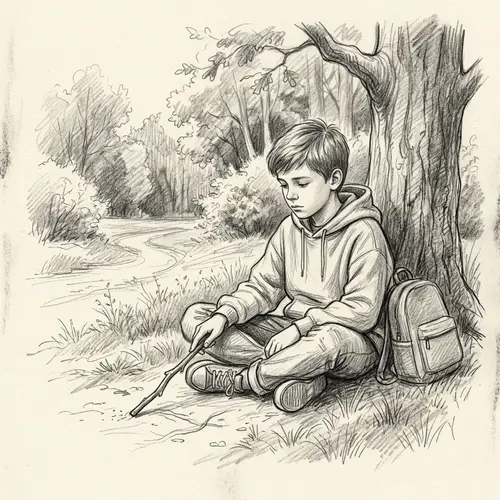 Alone Boy Pencil Art - Captivating Illustrations