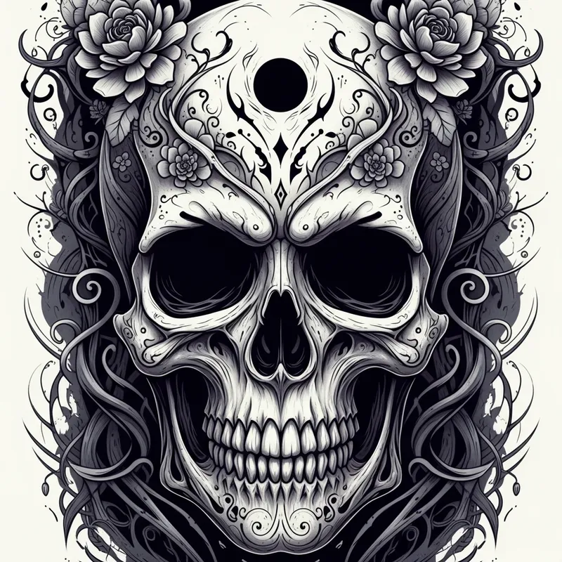 Gothic Witchy Skull Coloring Pages