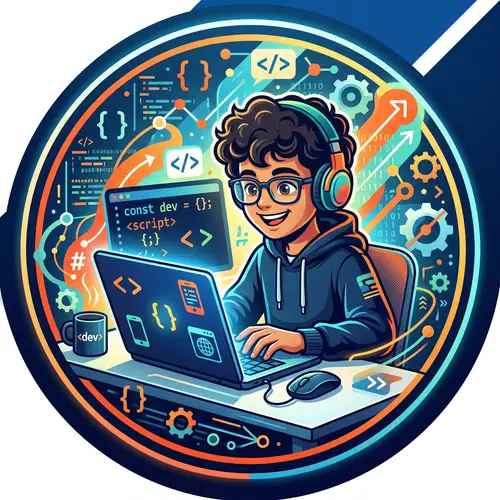 Vibrant Young Software Developer Logo - Abstract Digital Art Style