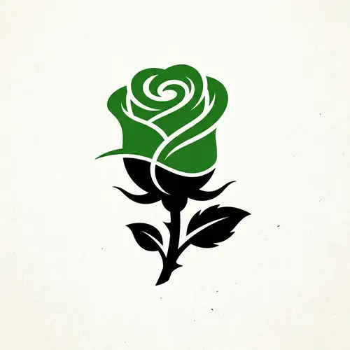 Rose Logo Design: Green and Black Profile Rose