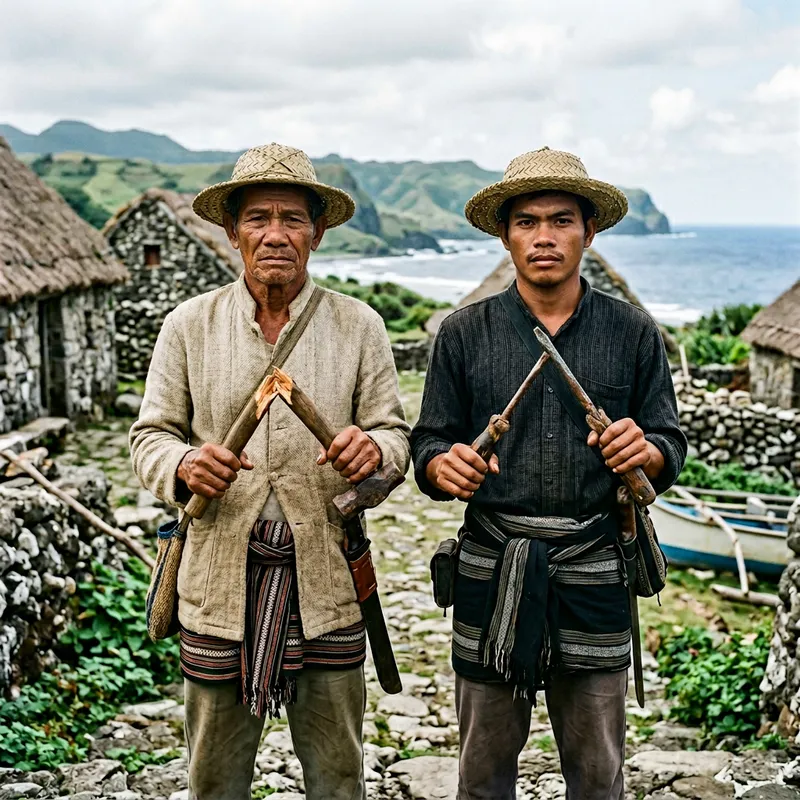 Indigenous Ivatan Men with Wooden and Metal Tools | Traditional Attire