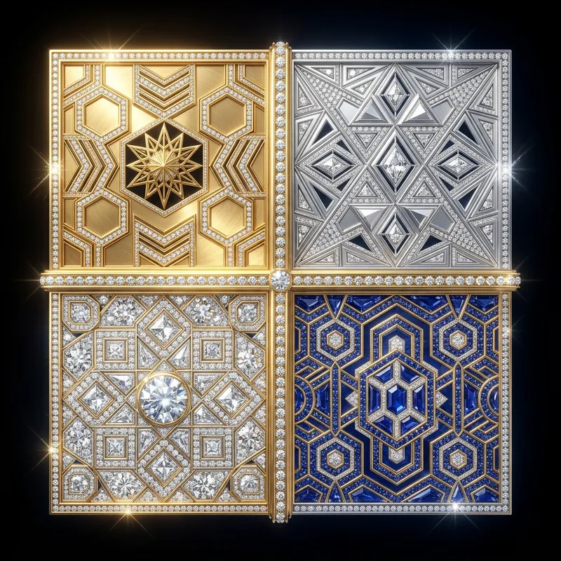 Luxurious Deluxe Grid: Gold, Silver, Diamonds & Sapphires Luxurious Deluxe Grid: Gold, Silver, Diamonds & Sapphires