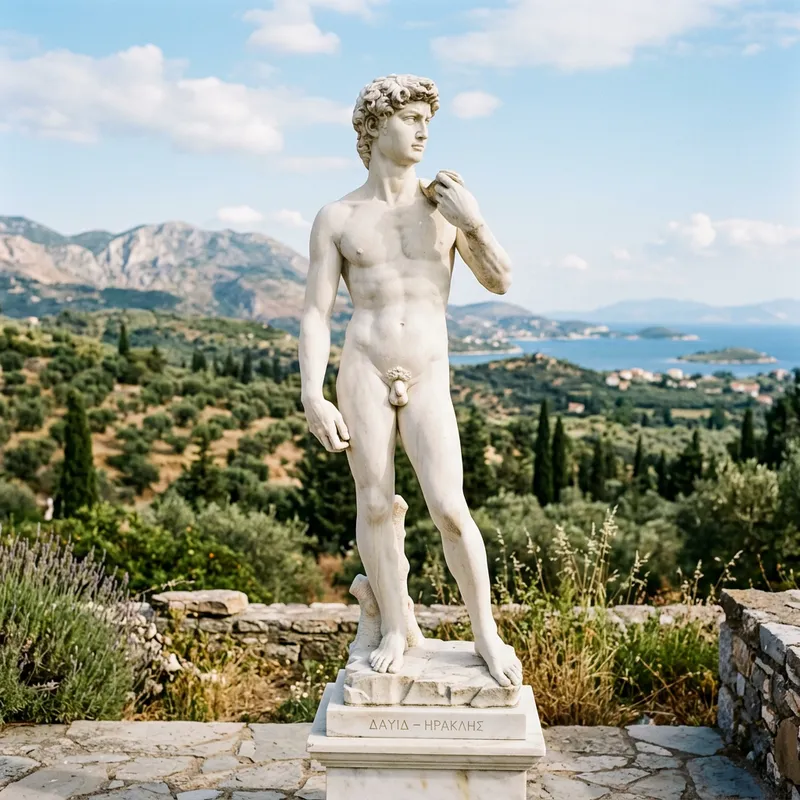 Ancient Greek David Art: Sculpture of Youthful Male in Contrapposto Stance