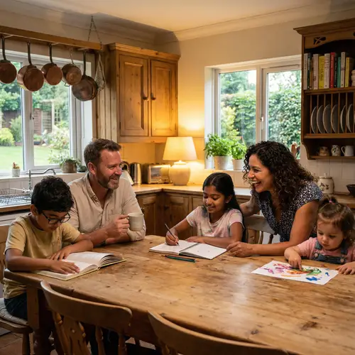 Cozy Family Time: Kitchen Moments with Diverse Family