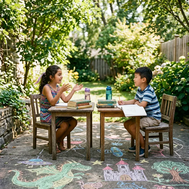 Captivating Story Discussion: Young Hispanic Girl & Eastern Asian Boy