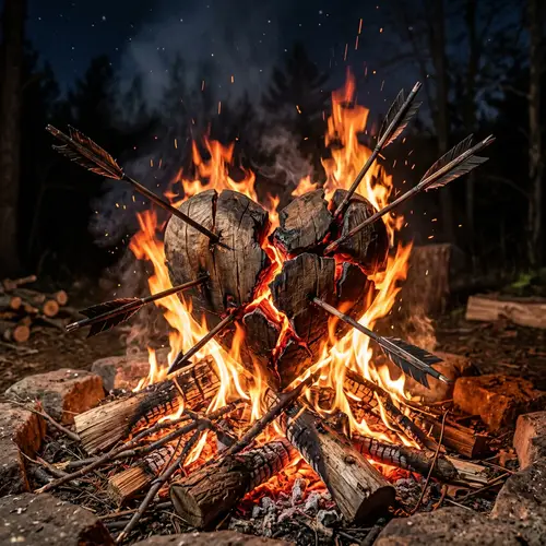 Broken Heart with Arrows on a Flame