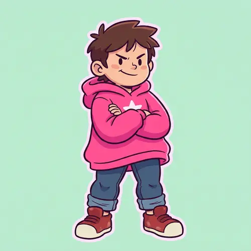 Minimalistic Pink Hulk Drawing - Playful Child-Like Figure