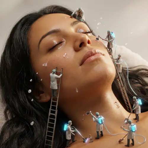 Hyperrealistic 8K Illustration of Miniature Medical Cleaners