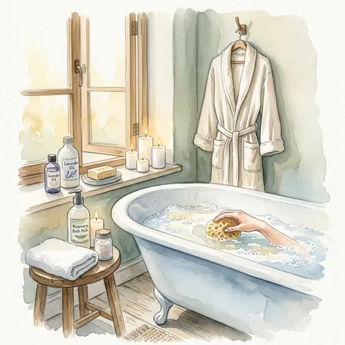 Soothing Female Self-Care Artwork in Watercolor Aesthetics