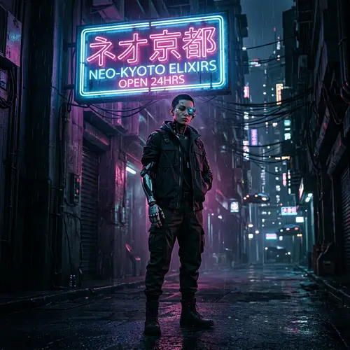 Cyberpunk Style Art with Futuristic Cybernetic Enhancements
