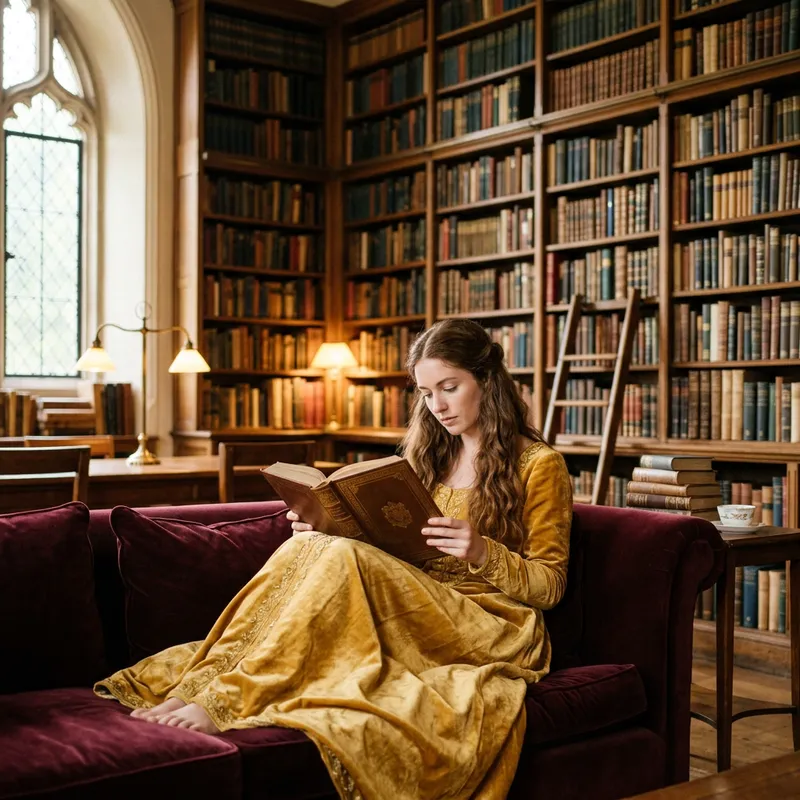 Intelligent Belle in Library Scene Intelligent Belle in Library Scene
