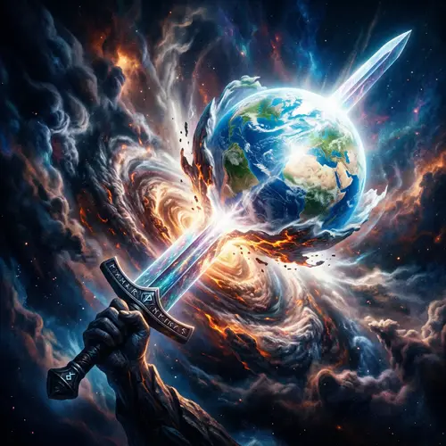 The Earth's Emergence from a Sword's Insertion