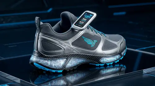 Futuristic Smart Athletic Running Shoe with OLED Display