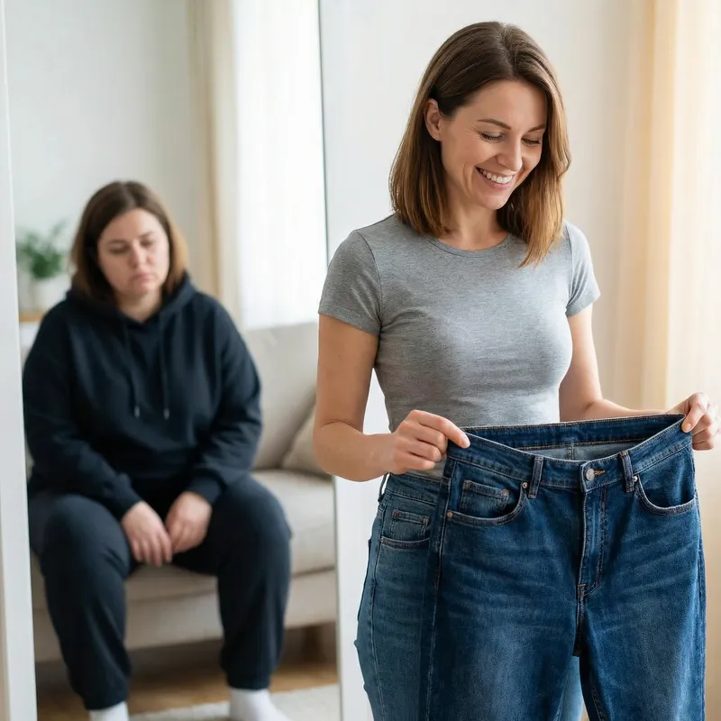 Realistic 4K Weight Loss Transformation of 30s Woman in Casual Clothes Realistic 4K Weight Loss Transformation of 30s Woman in Casual Clothes