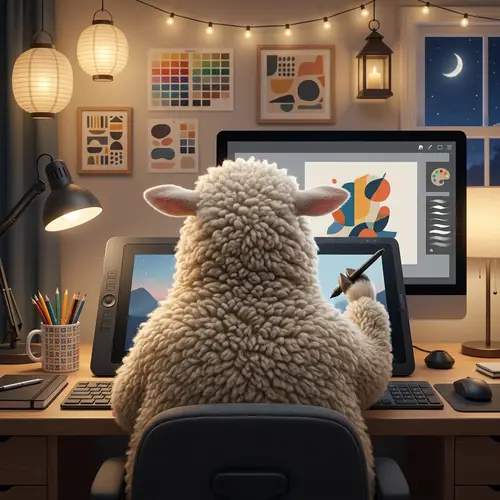 Creative Sheep at Work – Digital Art Inspiration