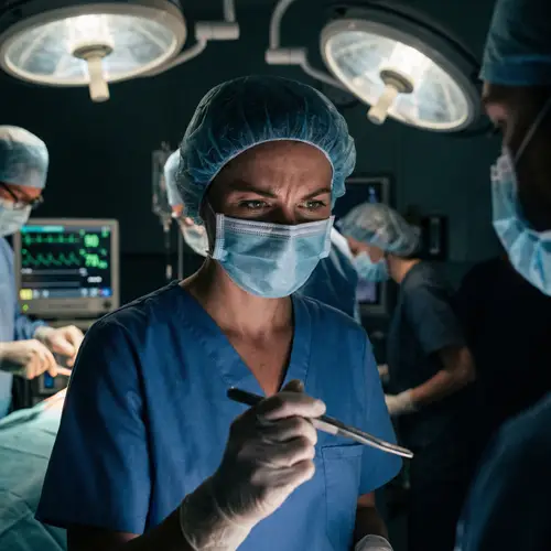 Intense Surgical Procedure: Operating Room Nurse in Action