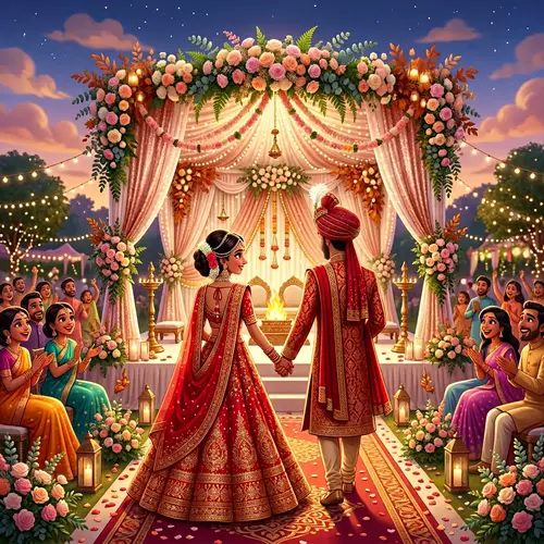 Magical Indian Wedding: Disney Pixar Inspired Art