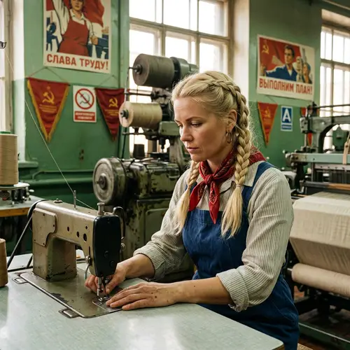 Scandinavian Manual Laborer in USSR-Themed Setting