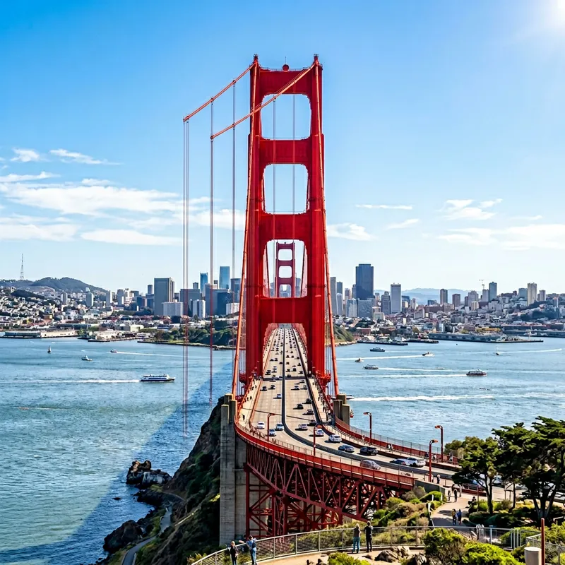 Iconic Red Bridge in San Francisco