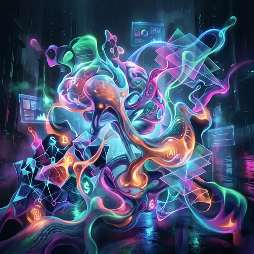 Futuristic Abstract Digital Artwork with Cyberpunk Essence