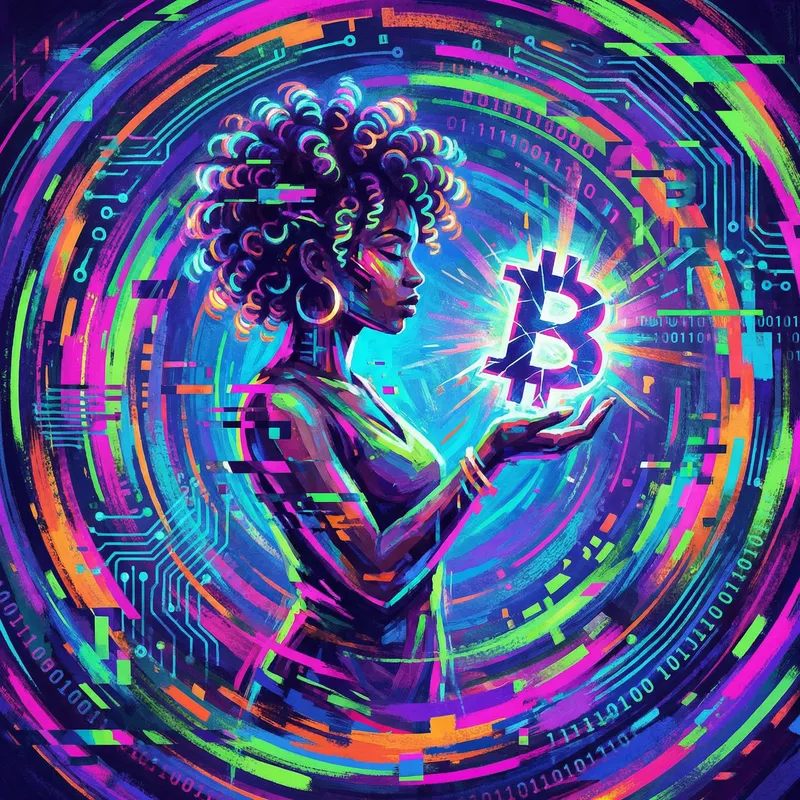 Bitcoin Revolution: Digital Artwork with Person Holding Symbol