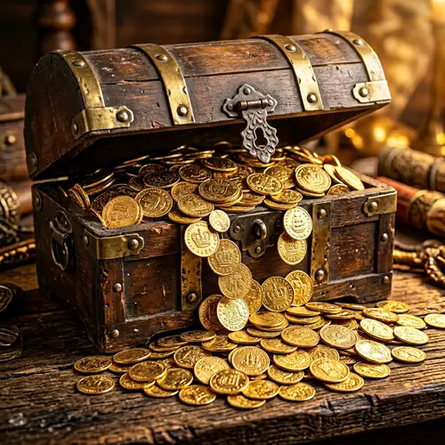 Luxurious Gold Coins Overflowing from Gleaming Treasure Chest