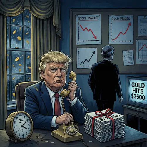 Trump's Financial Chaos: A Stormy Office Illustration