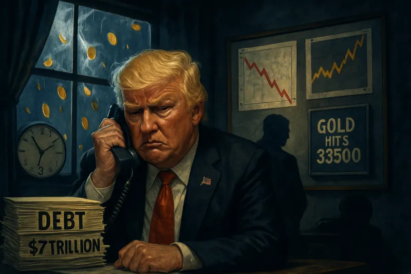 Trump's Financial Chaos: A Stormy Office Illustration