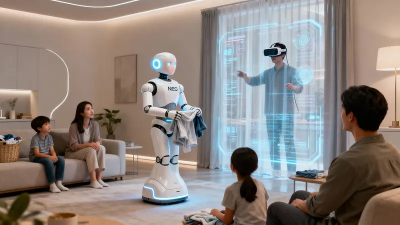 Futuristic Living Room Design with Humanoid Robot NEO