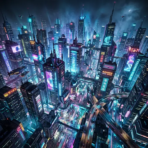 Futuristic Cyberpunk City Skyline | Dynamic Neon Skyscrapers