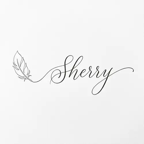 Minimalist Single-Line Drawing 'Sherry' on White Canvas