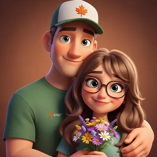 Pixar-Style Warm Couple Scene Photography