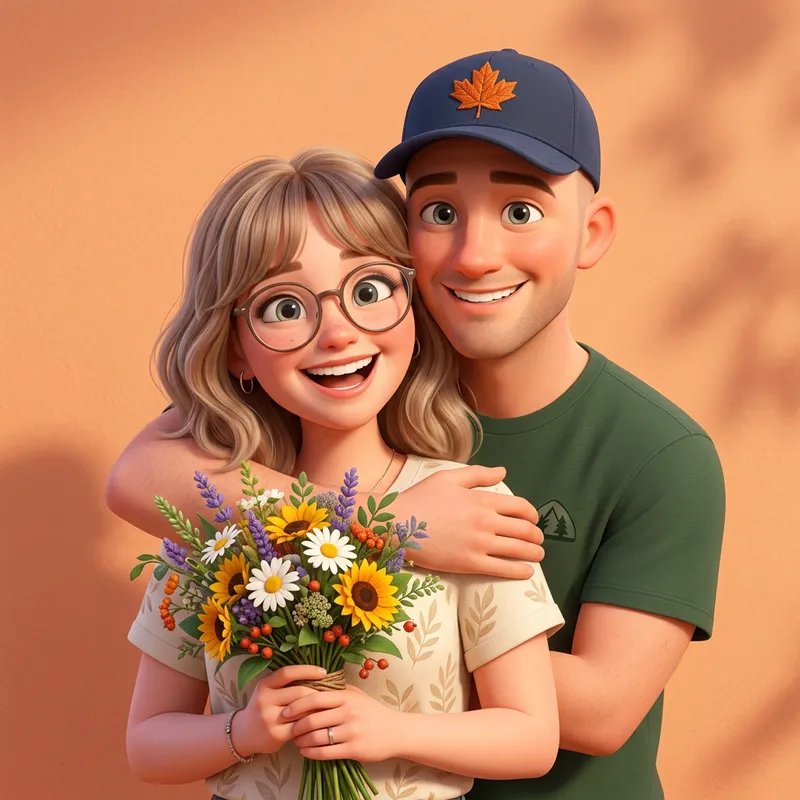 Pixar-Style Warm Couple Scene Photography