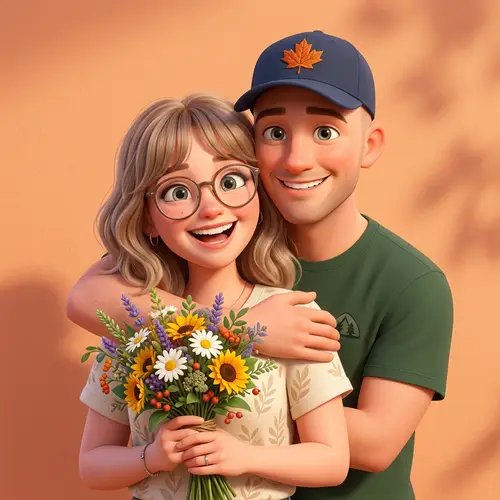 Pixar-Style Warm Couple Scene Photography