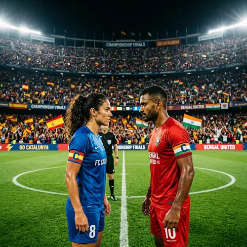 Intense Face-off: Soccer Team Captains in Stadium Before Match