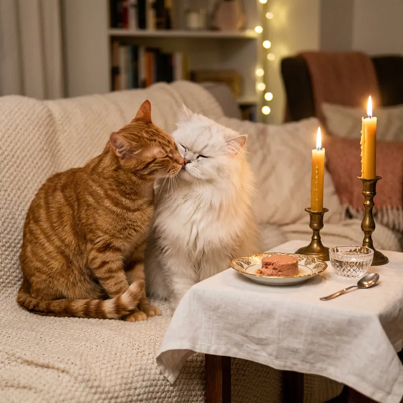 Cute Cats on a Romantic Date | Kissing Scene