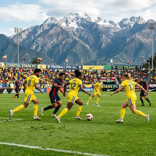 Vibrant Soccer Match on Verdant Field with Diverse Team