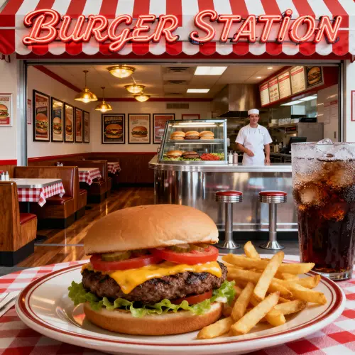 Hyperrealistic American Hamburger Establishment