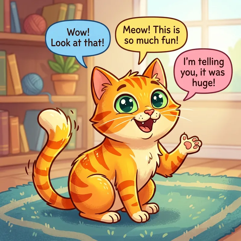 Cheerful Talking Cat Drawing