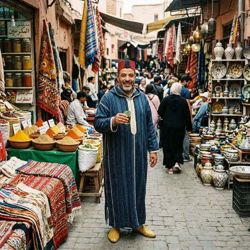 Traditional Moroccan Man in Marrakech Market