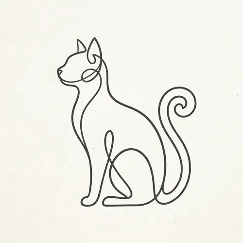 Simple Organic Cat Illustration in Vector Style