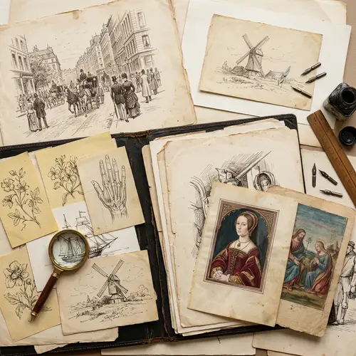Antique Ink Sketches and Renaissance Drawings Collection