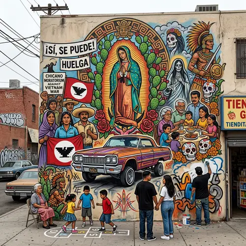 Chicano Art: Vibrant Mural Depicting Mexican-American Culture