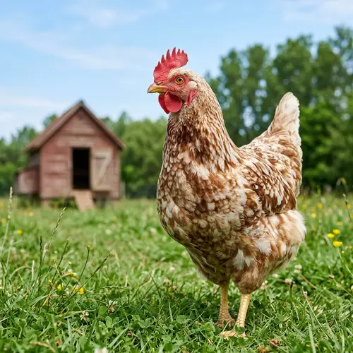 Healthy Adult Chicken in Grassy Field