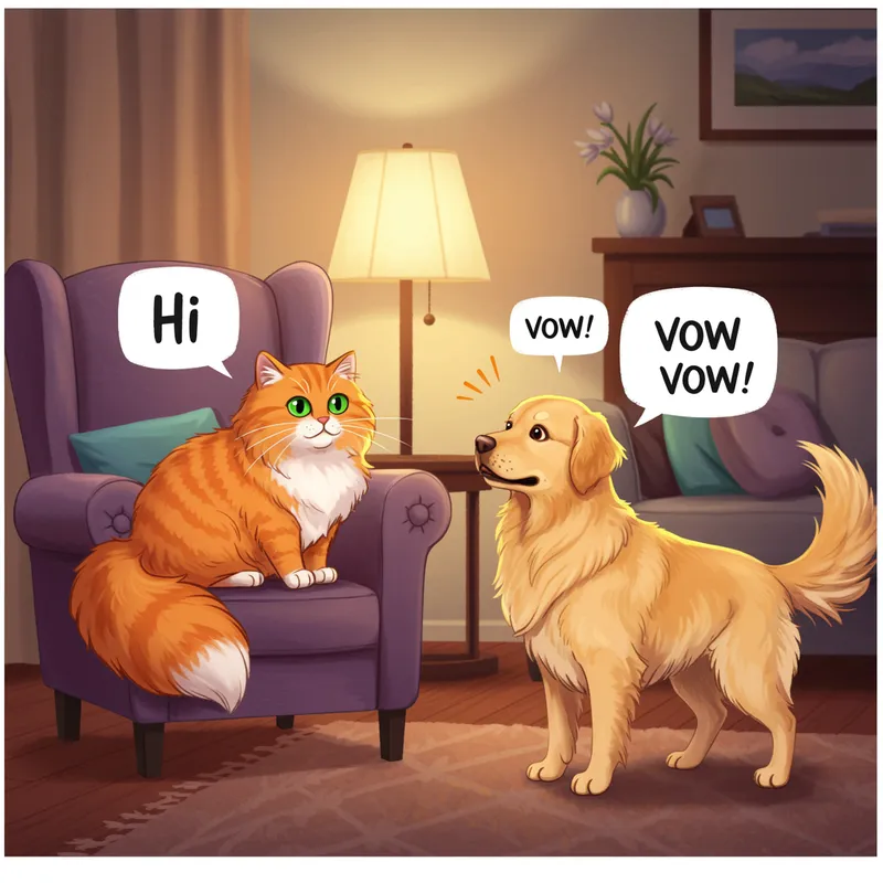 Cat Says Hi to Dog with Speech Bubble