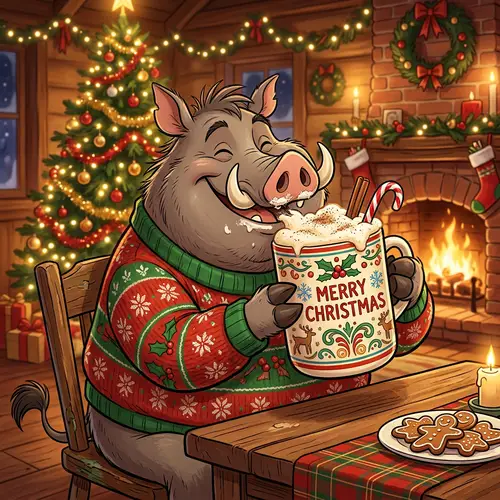 Festive Jumbo Eggnog Pumba Cartoon - Holiday Celebration