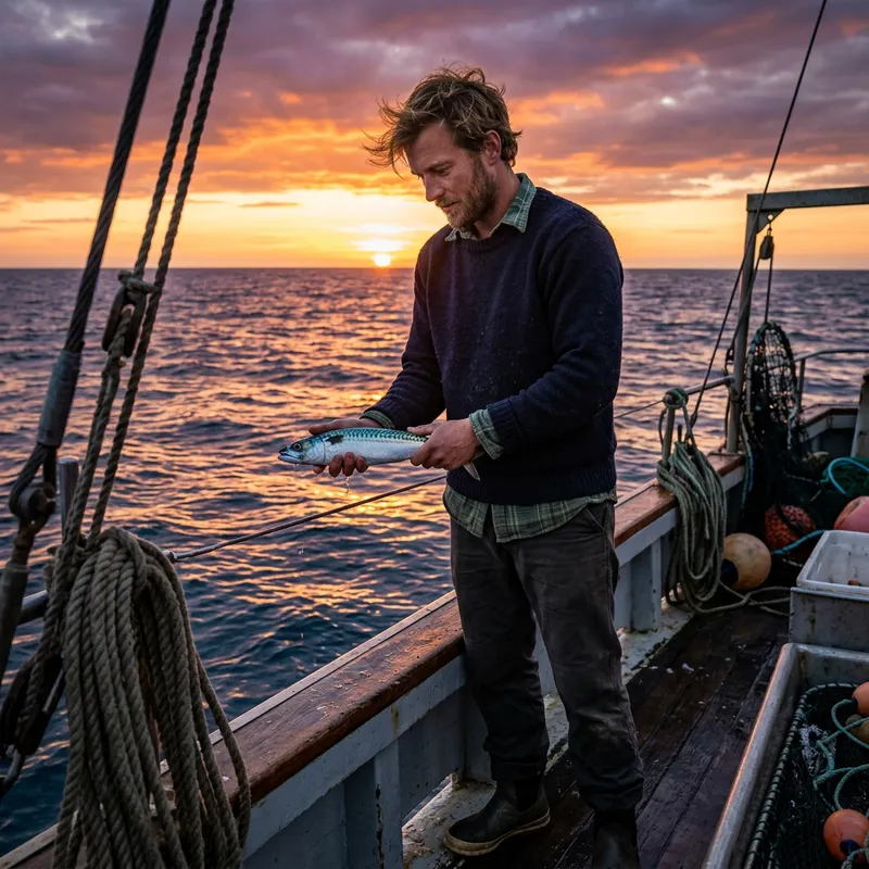 Majestic Man with Fish in the Ocean - A Stunning Scene